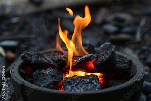 Living Charcoal An intelligent burnt wood capable of reigniting