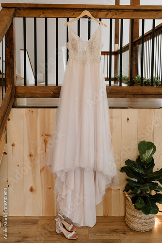 Wedding Dress in Barn