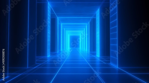 digital technology blue luminous lines illustration poster background