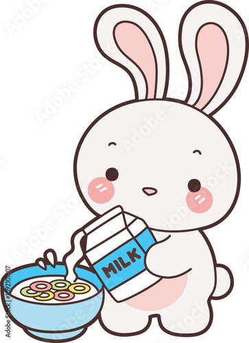 Cute Bunny stock illustration. Funny bunny for sticker elements. 