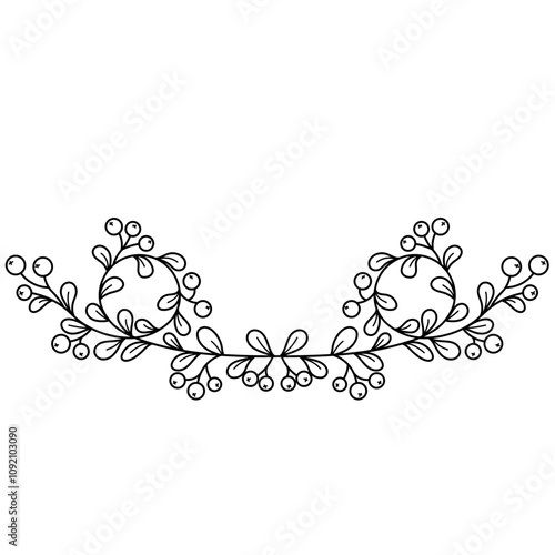 Christmas holly border outline illustration