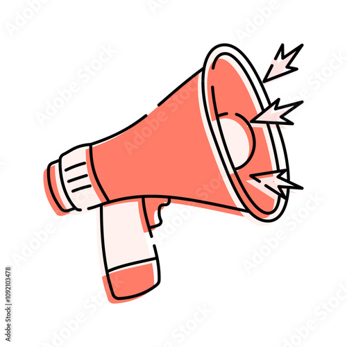 Megaphone promotion Doodle Icon Illustration, soft colour palette in Hand drawn style. Perfect for promoting holiday sales and shopping events.