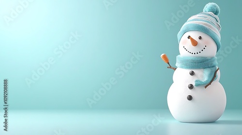 Winter wonderland snowman decoration cozy indoor space digital art light blue background