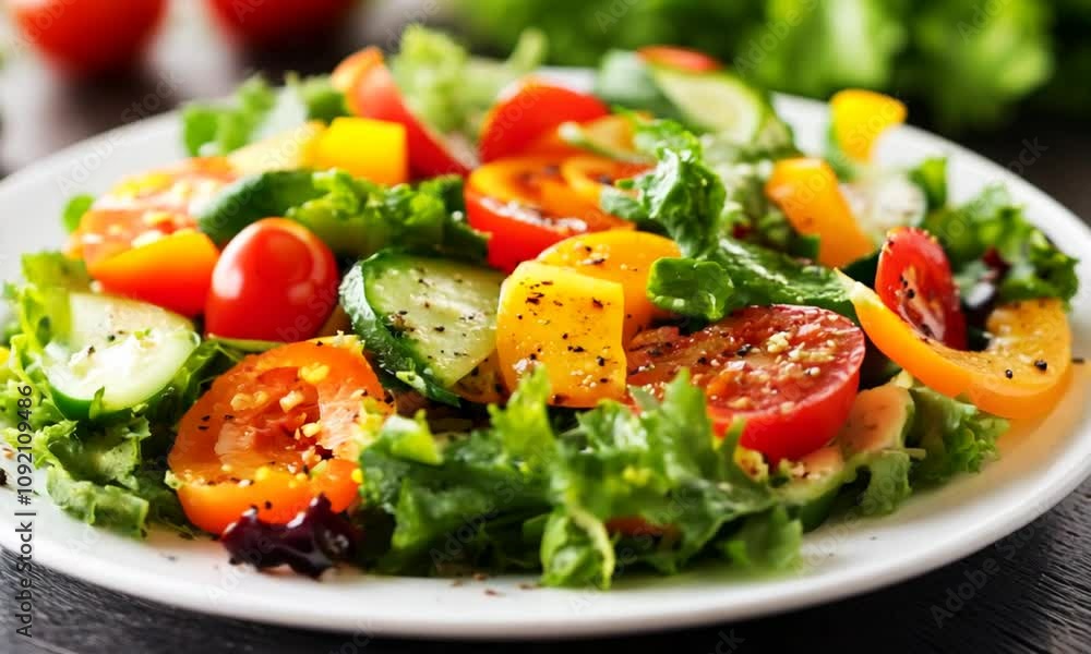 Fresh Colorful Garden Salad with Tomatoes Peppers and Cucumbers : Generative AI Fresh Colorful Garden Salad with Tomatoes Peppers and Cucumbers : Generative AI