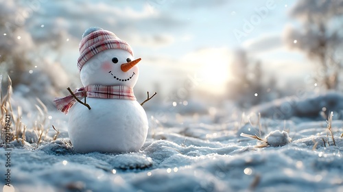 Building a snowman in winter wonderland outdoor scene nature photography serene environment playful viewpoint