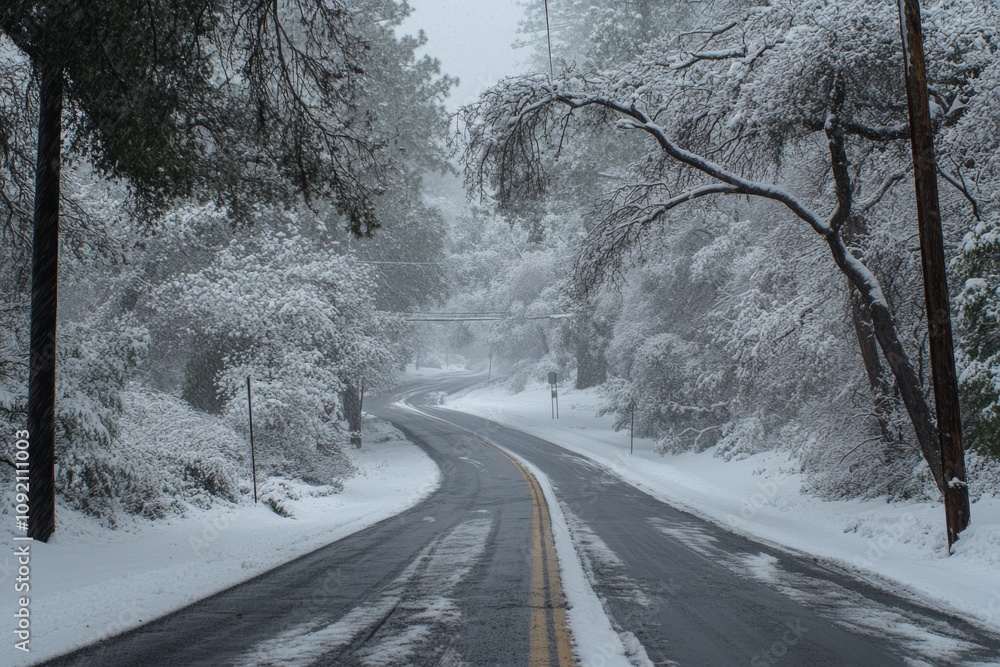 Fototapeta premium Photo of Snowstorms and snow accumulation , Generative AI