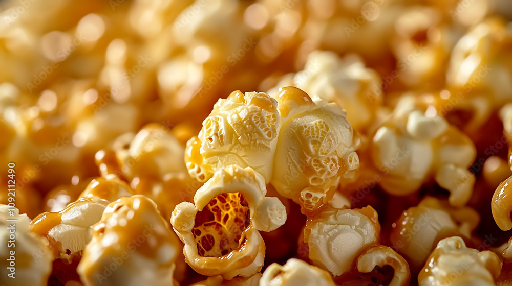 Macro shot of Caramel popcorn Macro shot of Caramel popcorn