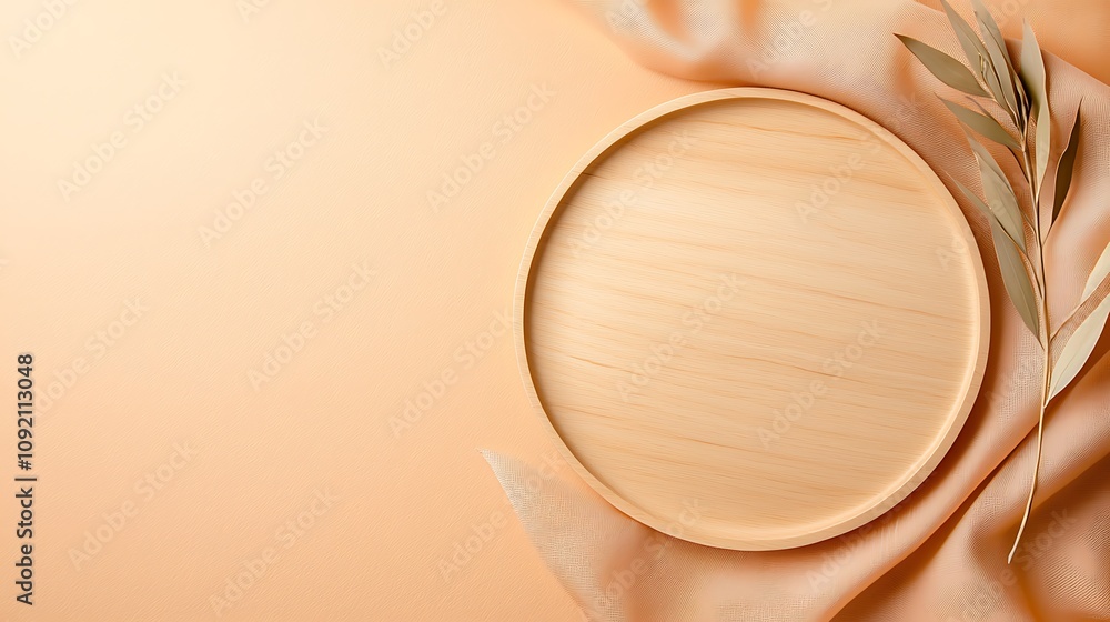 Stylish wooden tray decor cozy home setting minimalist design natural colors top view aesthetic appeal Stylish wooden tray decor cozy home setting minimalist design natural colors top view aesthetic appeal