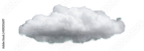 3D rendering large cloud white fluffy smooth cut out