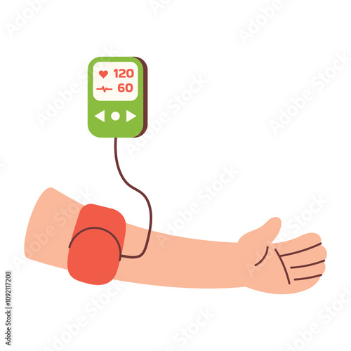 Hand with Blood Pressure Monitor for Blood Pressure Measurement
