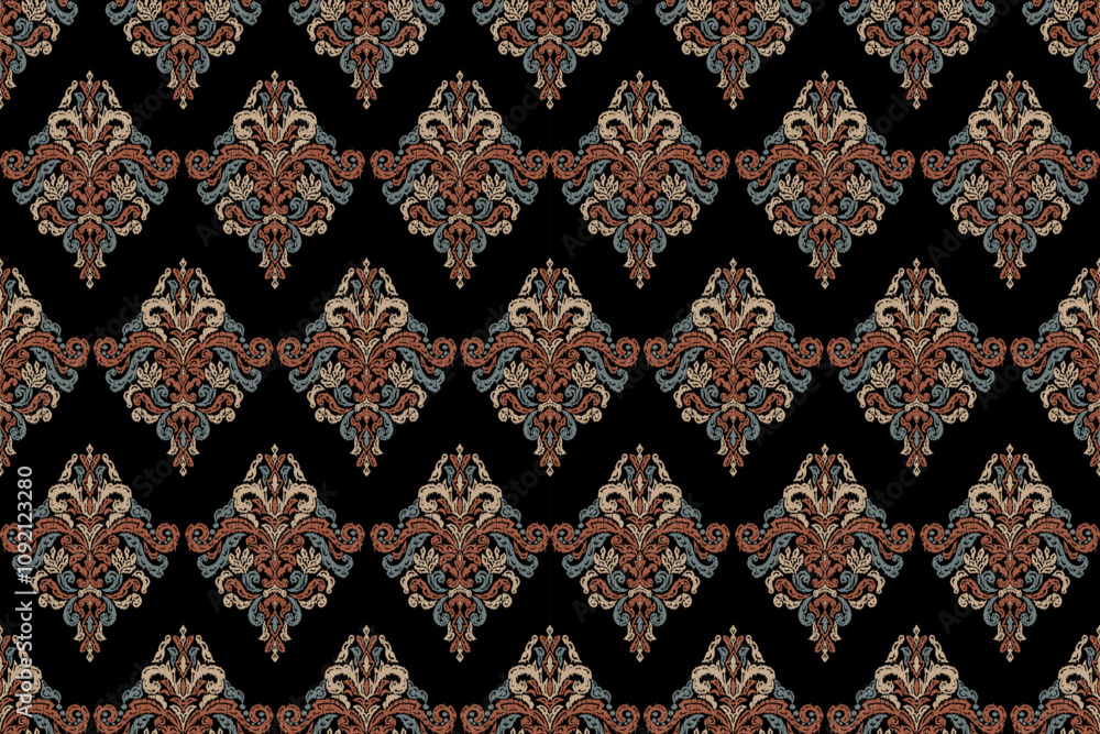 Motifs African boho paisley Floral Ikat seamless pattern embroidery ...