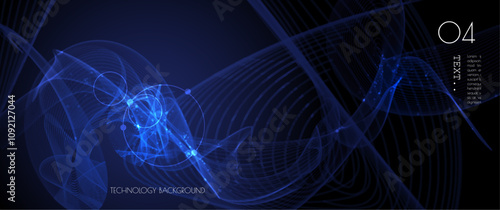 Vector abstract cyberspace and blue line pattern movement, graphic design over dark blue space background. Illustration futuristic connection, hi tech, energy digital technology concept for background