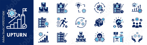 Upturn icon collection set. Containing design lifestyle, business, growth, economy, upturn, market