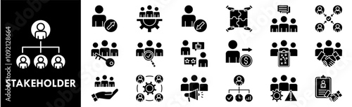 Stakeholder icon collection set. Containing design business, collaboration, management, teamwork, strategy