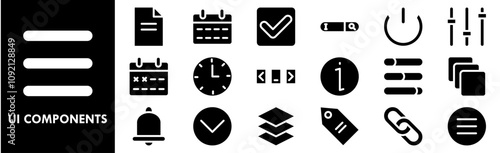 UI Components icon collection set. Containing design interface, vector, template, ui, button, set, user, app