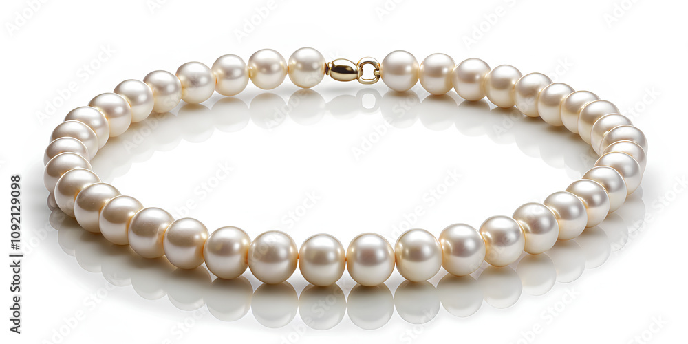 Obraz premium Minimal Pearl necklace on isolated white background. Clipping path.png