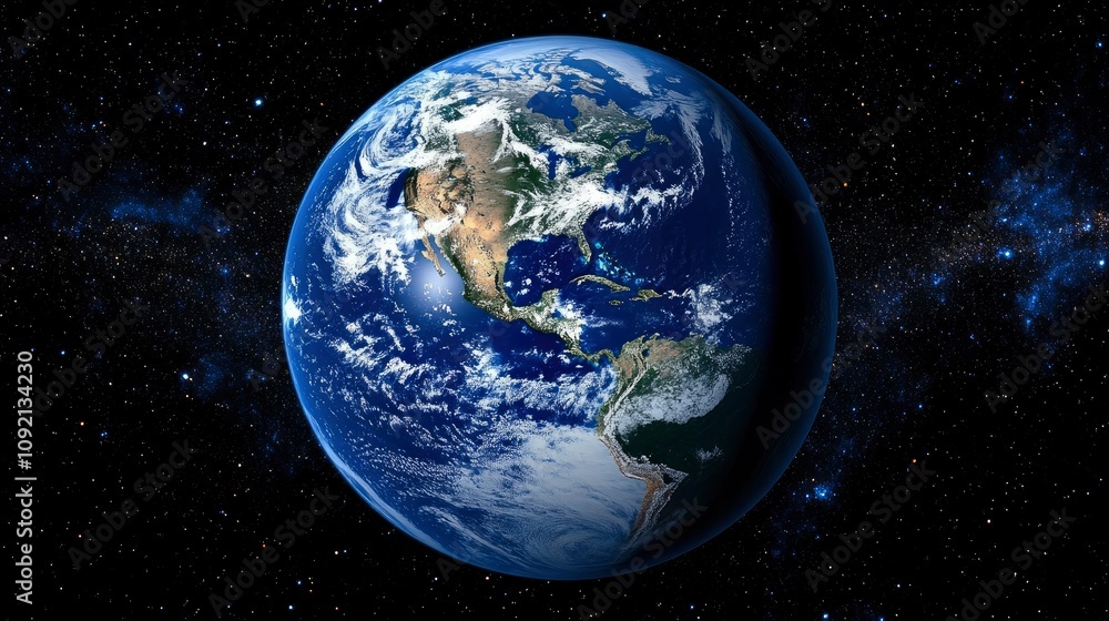 Fototapeta premium Earth from Space A Stunning View of Planet Earth and the Milky Way