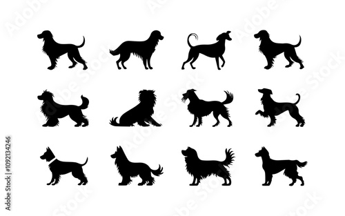 vector collection of dog animal silhouette illustrations