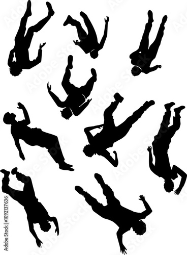 silhouettes of people falling