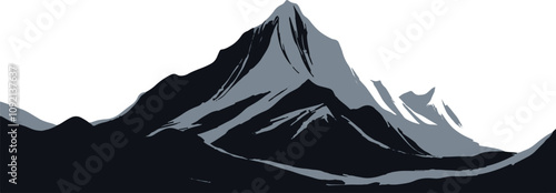 black and white illustration mountain