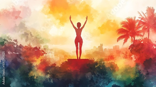 Wallpaper Mural A yoga theme background, watercolor illustration Torontodigital.ca