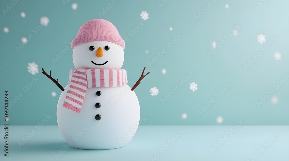 Winter wonderland snowman cozy home holiday decoration light blue background festive atmosphere cheerful concept Winter wonderland snowman cozy home holiday decoration light blue background festive atmosphere cheerful concept
