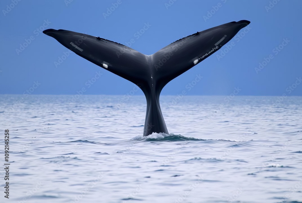 Fototapeta premium Whale Tail The tail of a whale emerging from the water ;;