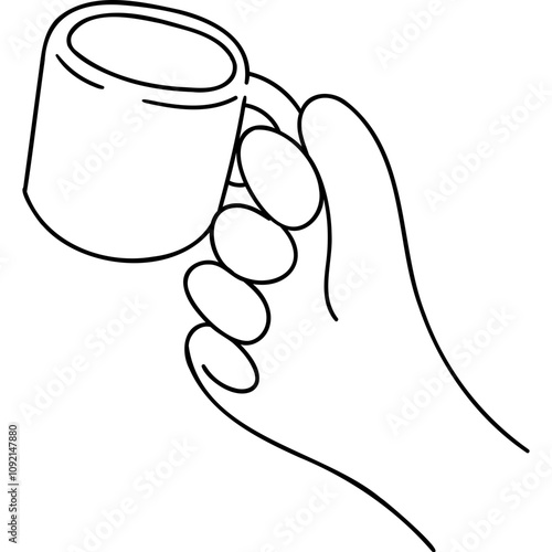 Hand holding espresso cup doodle