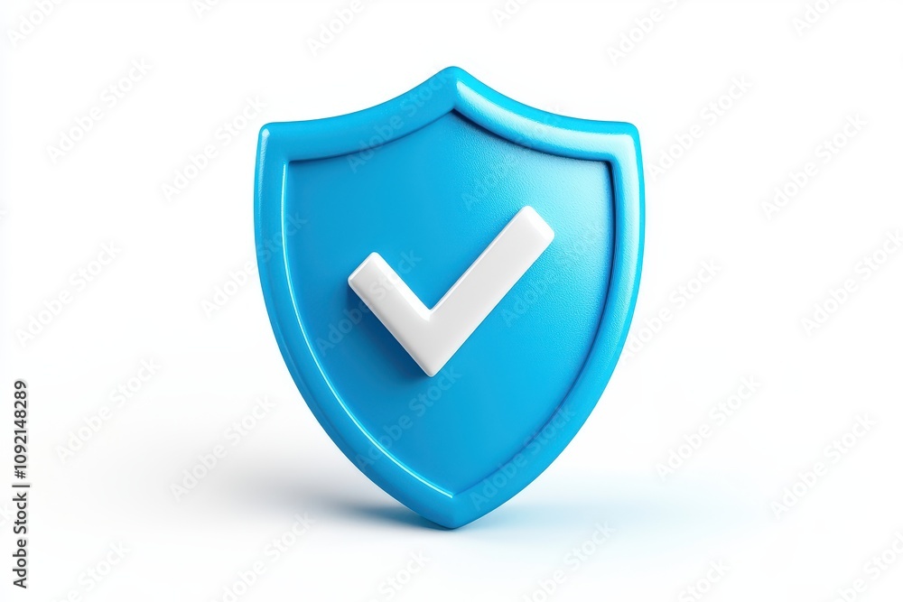 Blue Shield Icon with White Checkmark for Security and Protection Concepts in Digital Design, Business, and Online Safety Representations Blue Shield Icon with White Checkmark for Security and Protection Concepts in Digital Design, Business, and Online Safety Representations