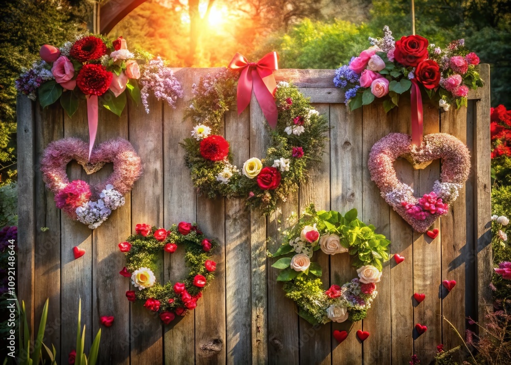 Fototapeta premium Captivating Valentine's Day Wreaths for Etsy: A Beautiful Array of Floral Arrangements and Heartfelt Decor Ideas