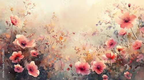A Flower theme background, watercolor illustration
