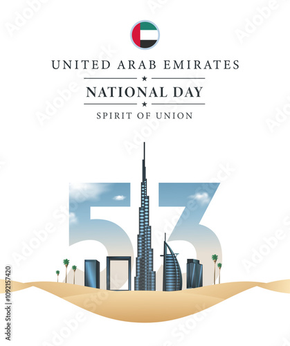Dubai united Arab Emirates, United Arab Emirates National Day design illustration vector