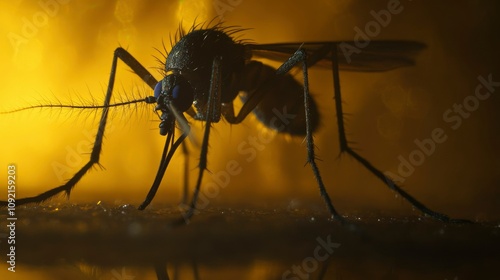 Close-up of a Mosquito at Dusk - Disease Vector, Insect Macro Photography photo