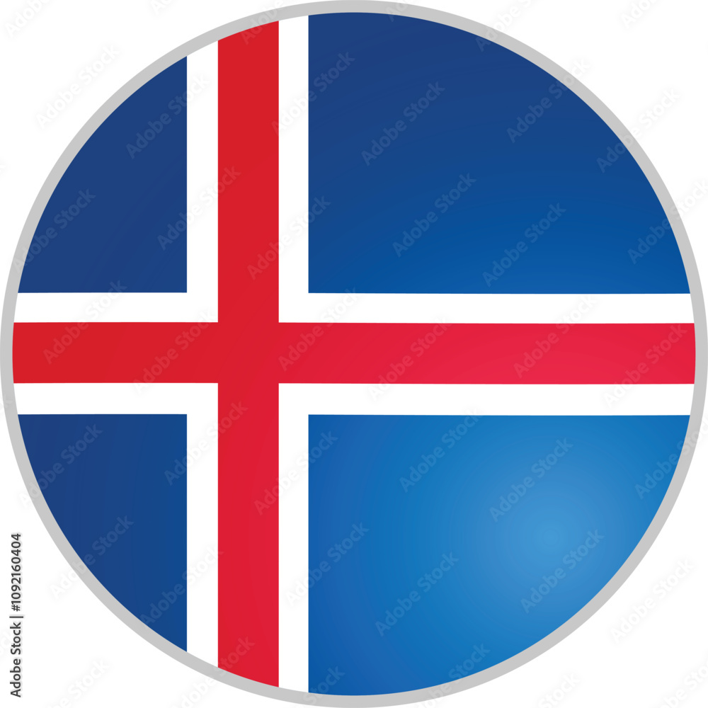 Fototapeta premium Iceland Country Round Flag Vector