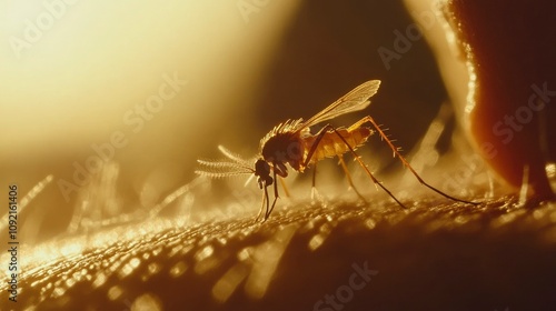 Wallpaper Mural Mosquito Feeding on Human Skin at Sunset � Close-Up Macro Photography Torontodigital.ca