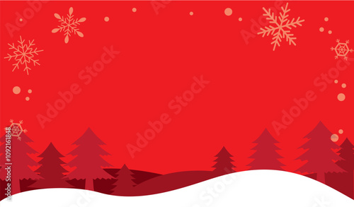 雪の積もった冬の森のイラスト背景素材