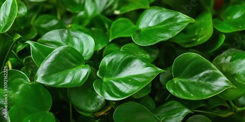 Lush green foliage with heart-shaped leaves.