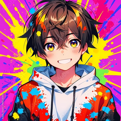 boy with splashy color effect