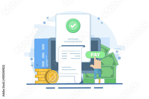 Mobile payment concept or online money transfer. Internet payment, online payment. Online shopping e-commerce marketplace. Flat vector illustration for landing page, mobile app, web banner.