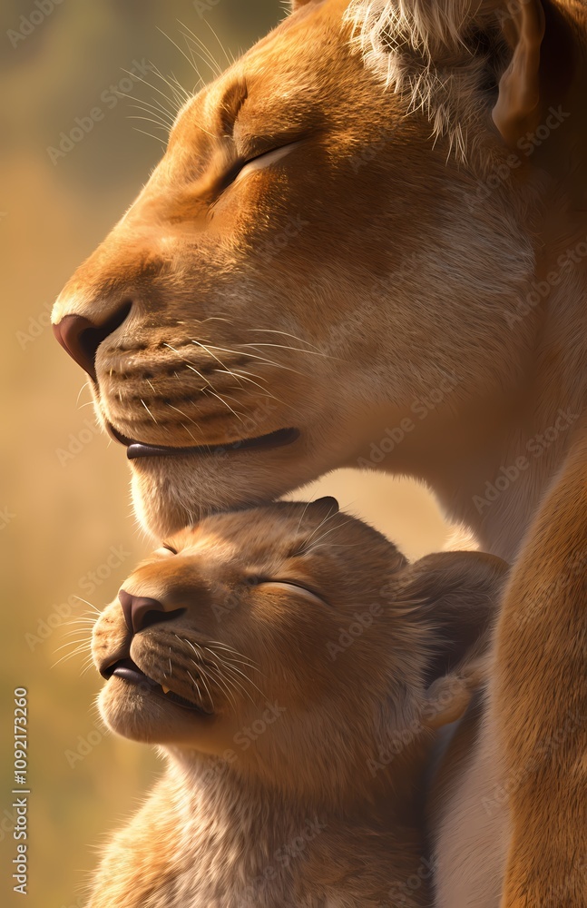 Fototapeta premium Mother Lion and Child