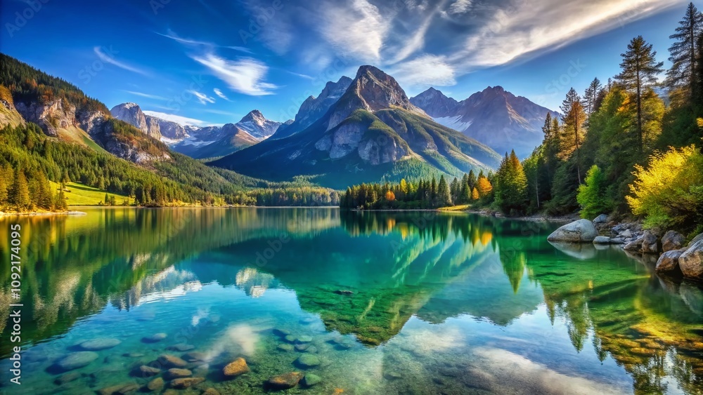 Fototapeta premium Celebrate Life's Milestones with Scenic Landscape Photography: Beautiful Nature Views for Congratulations, Achievements, and Special Occasions in High-Quality Imagery