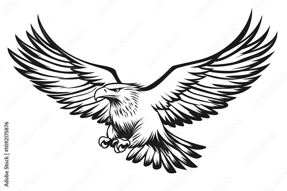 Fototapeta premium Eagle flying isolated on white background, cut out.