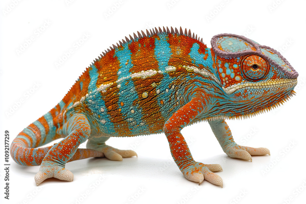 Obraz premium Chameleon on white background