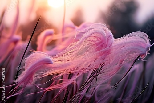 ephemeral pink tendrils fade like the last wisps of a sunset photo