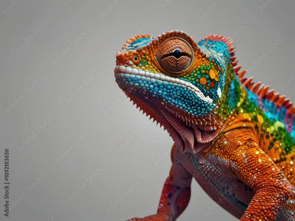 Fototapeta premium iguana on a black background,close up of a chameleon,close up of a dragon