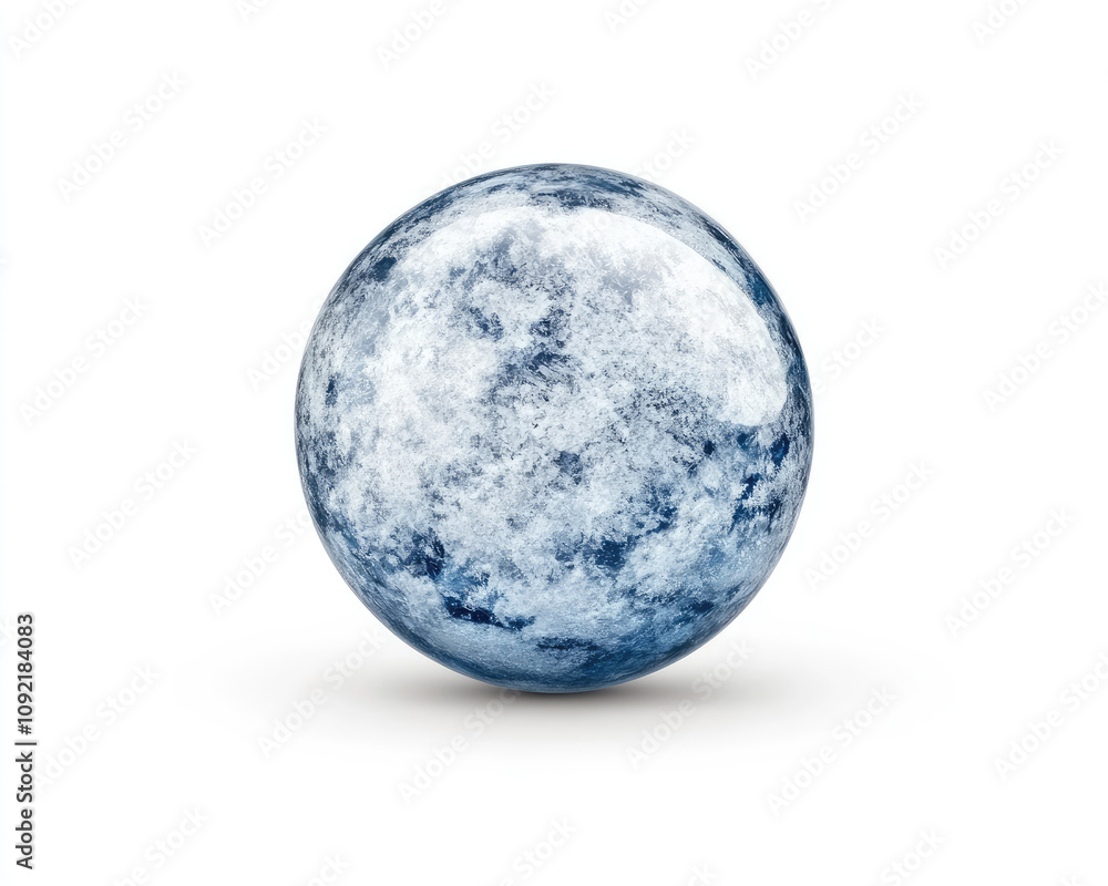 Obraz premium Stylized blue marble with a textured surface on a white isolated background.