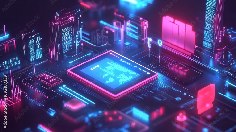 Fototapeta premium Internet of things (IOT) and mobile computing concept.