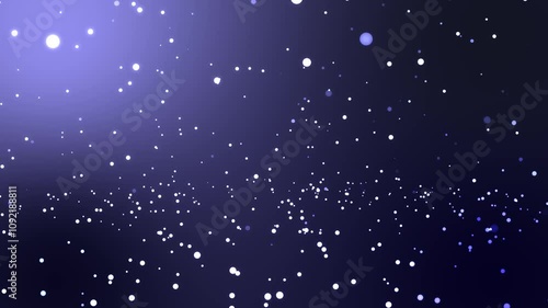 Rotating wave flow particles. Movement of particles in dark sky with clouds. Futuristic sparkles in space on a dark background
