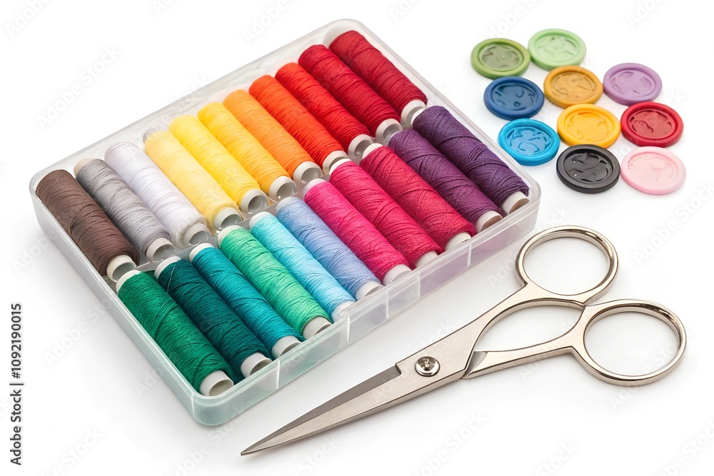 sewing accessories on white background sewing accessories on white background