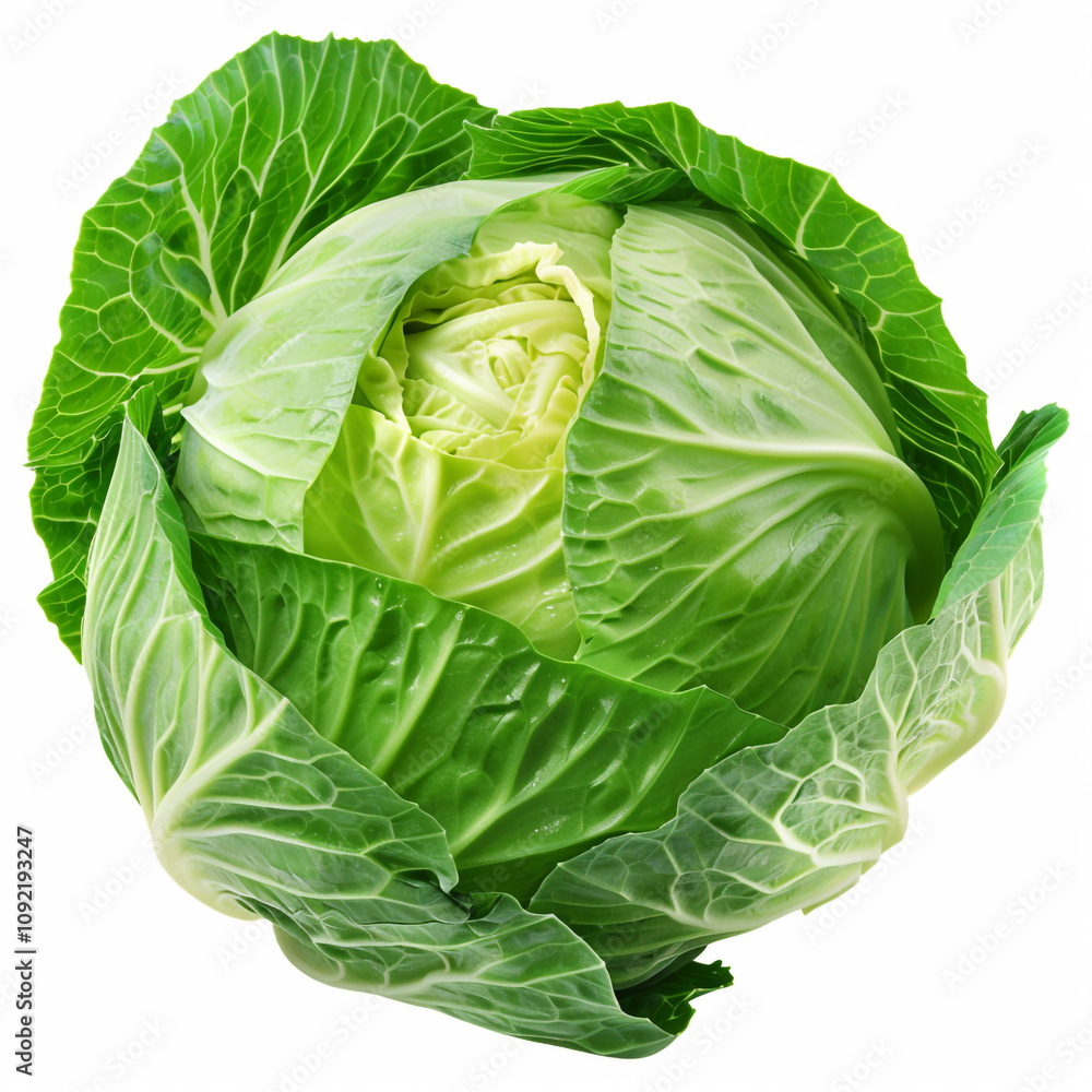 Fototapeta premium Fresh green cabbage isolated on white background